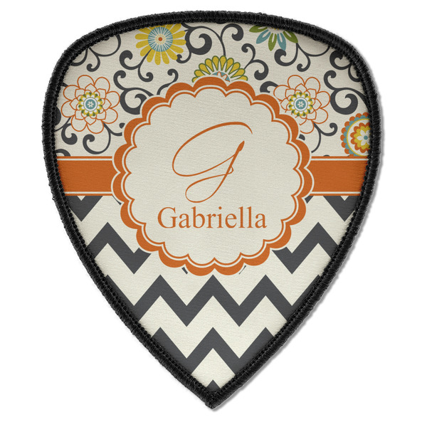 Custom Swirls, Floral & Chevron Iron on Shield Patch A w/ Name and Initial