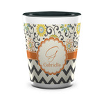 Swirls, Floral & Chevron Ceramic Shot Glass - 1.5 oz - Two Tone - Single (Personalized)