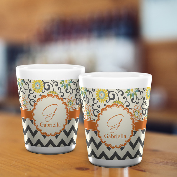Swirls, Floral & Chevron Shot Glass - White - LIFESTYLE