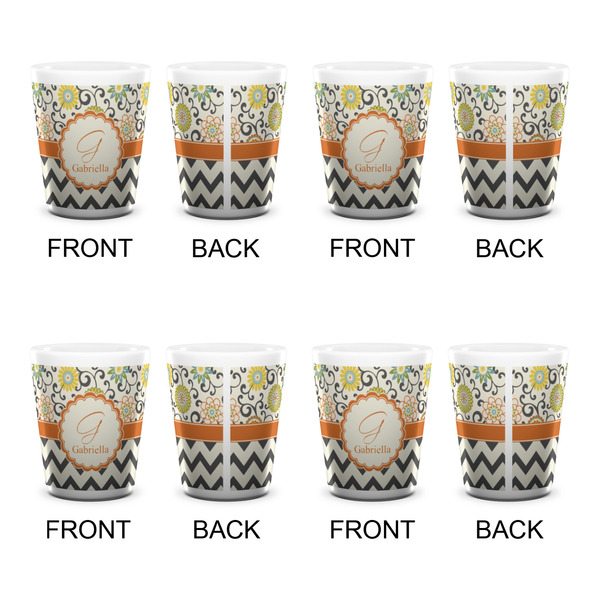 Swirls, Floral & Chevron Shot Glass - White - Set of 4 - APPROVAL