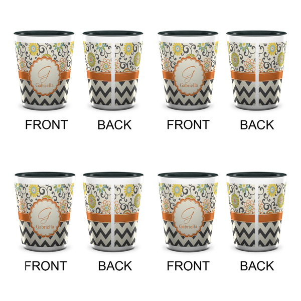 Swirls, Floral & Chevron Shot Glassess - Two Tone - Set of 4 - APPROVAL