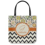 Swirls, Floral & Chevron Canvas Tote Bag - Large - 18"x18" (Personalized)