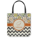 Swirls, Floral & Chevron Canvas Tote Bag - Small - 13"x13" (Personalized)
