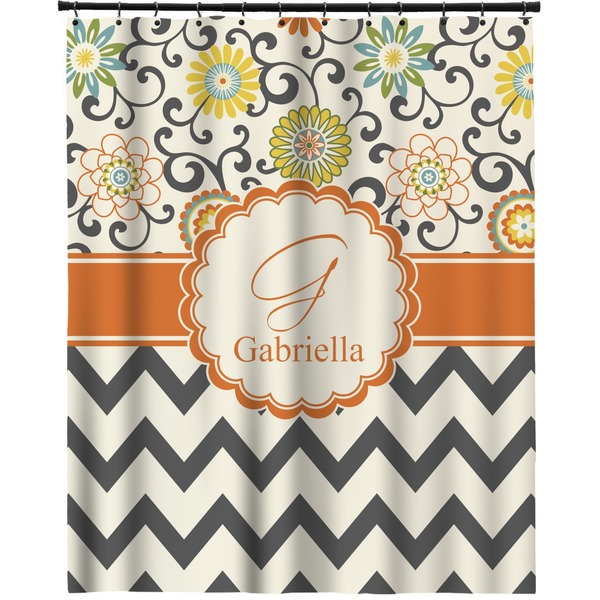 Custom Swirls, Floral & Chevron Extra Long Shower Curtain - 70"x84" (Personalized)