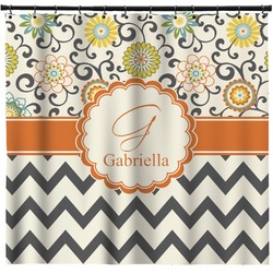 Swirls, Floral & Chevron Shower Curtain - Custom Size (Personalized)