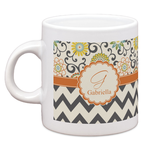 Custom Swirls, Floral & Chevron Espresso Cup (Personalized)