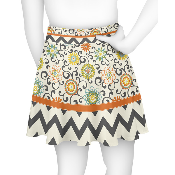 Swirls, Floral & Chevron Skater Skirt - Back