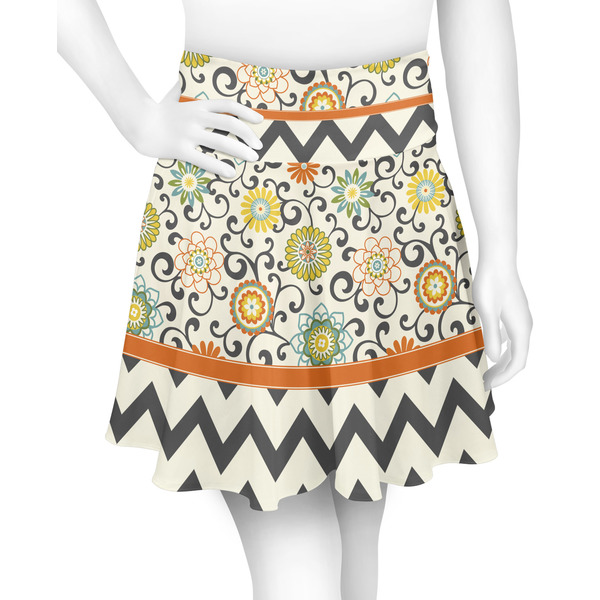 Custom Swirls, Floral & Chevron Skater Skirt - X Large