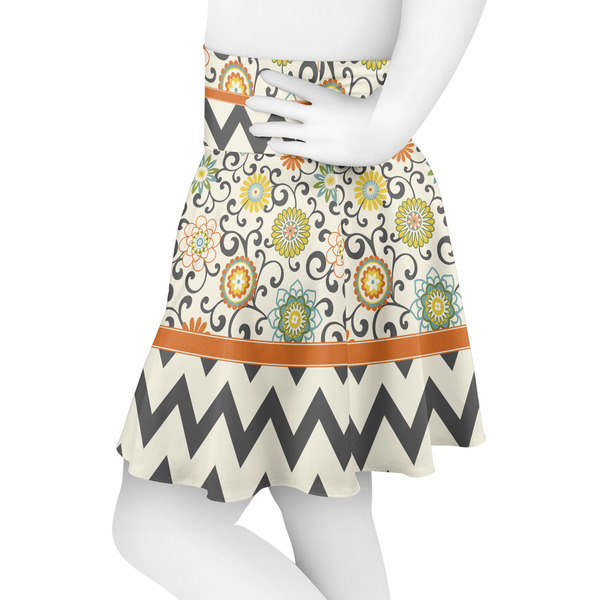 Swirls, Floral & Chevron Skater Skirt - Side
