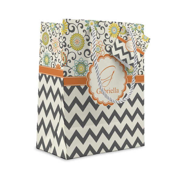 Custom Swirls, Floral & Chevron Small Gift Bag (Personalized)