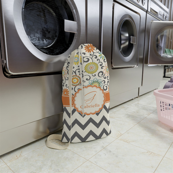 Swirls, Floral & Chevron Small Landry Bag - In Context