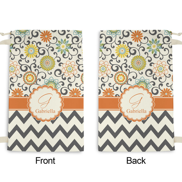 Swirls, Floral & Chevron Small Laundry Bag - Front & Back View