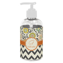 Swirls, Floral & Chevron Plastic Soap / Lotion Dispenser (8 oz - Small - White) (Personalized)