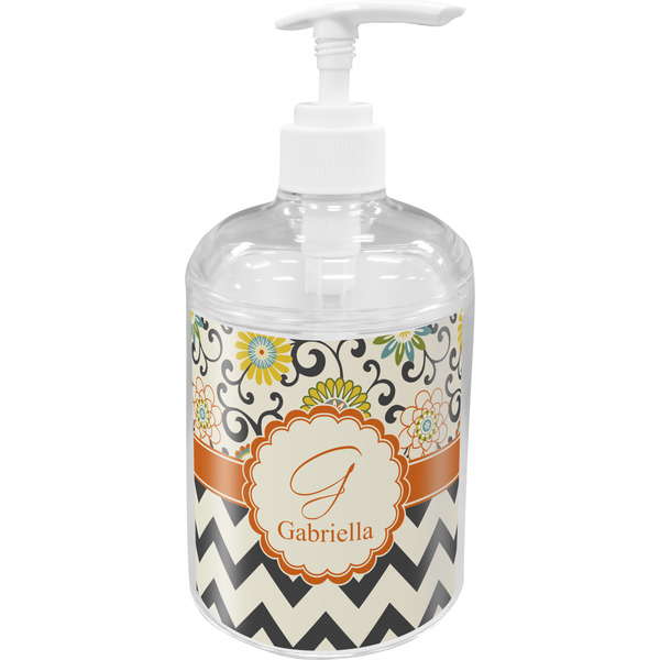 Custom Swirls, Floral & Chevron Acrylic Soap & Lotion Bottle (Personalized)