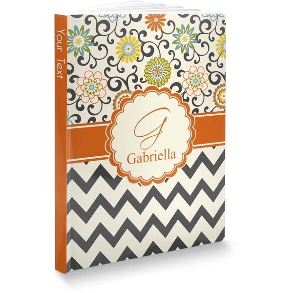Custom Swirls, Floral & Chevron Softbound Notebook - 5.75" x 8" (Personalized)