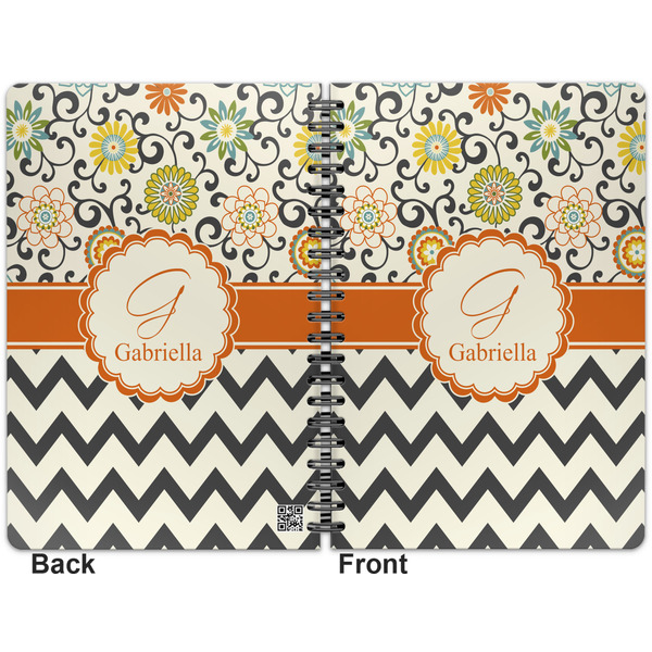 Swirls, Floral & Chevron Spiral Journal 7 x 10 - Apvl