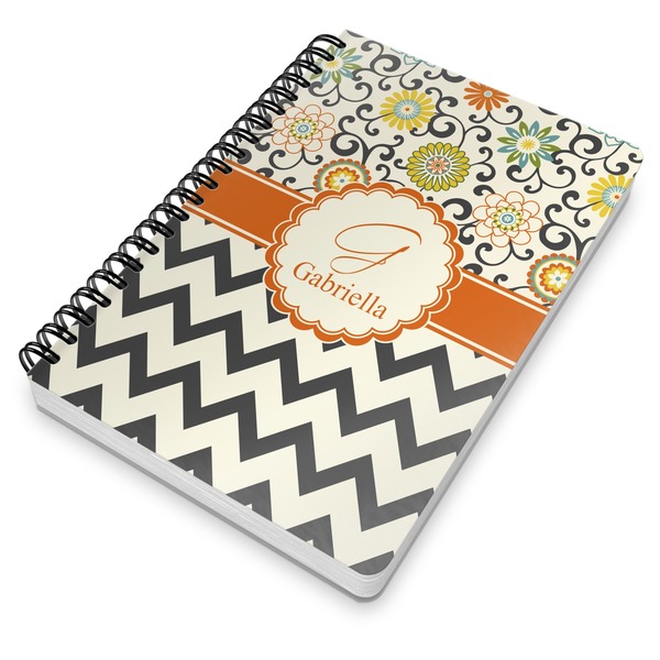 Swirls, Floral & Chevron Spiral Journal 7 x 10 - Main