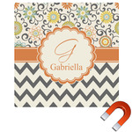 Swirls, Floral & Chevron Square Car Magnet - 6" (Personalized)
