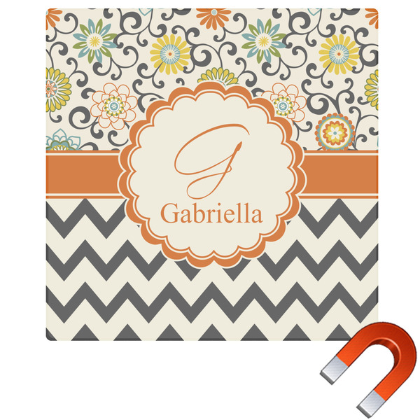 Custom Swirls, Floral & Chevron Square Car Magnet - 10" (Personalized)
