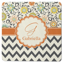 Swirls, Floral & Chevron Square Rubber Backed Coaster (Personalized)
