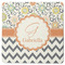 Swirls, Floral & Chevron Square Rubber Backed Coaster (Personalized)