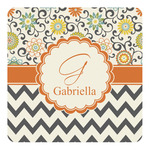Swirls, Floral & Chevron Square Decal - XLarge (Personalized)