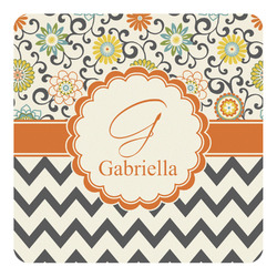 Swirls, Floral & Chevron Square Decal - Small (Personalized)