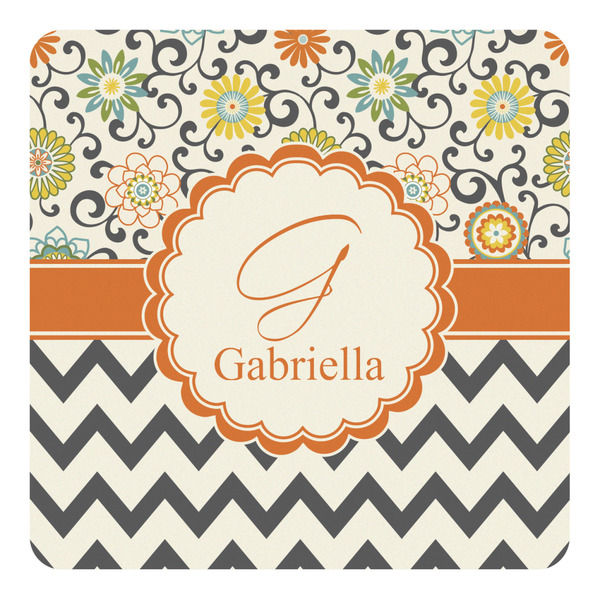 Custom Swirls, Floral & Chevron Square Decal - Small (Personalized)