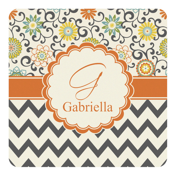 Custom Swirls, Floral & Chevron Square Decal (Personalized)