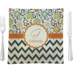 Swirls, Floral & Chevron Glass Square Lunch / Dinner Plate 9.5" (Personalized)