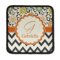 Swirls, Floral & Chevron Iron On Square Patch w/ Name and Initial