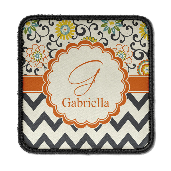Custom Swirls, Floral & Chevron Iron On Square Patch w/ Name and Initial