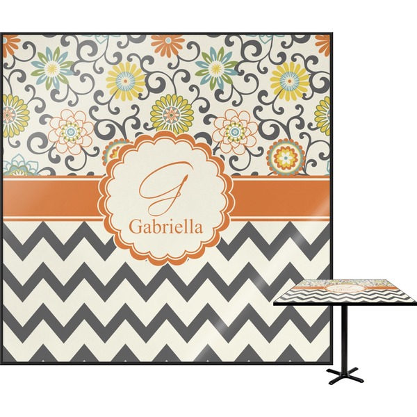 Custom Swirls, Floral & Chevron Square Table Top (Personalized)