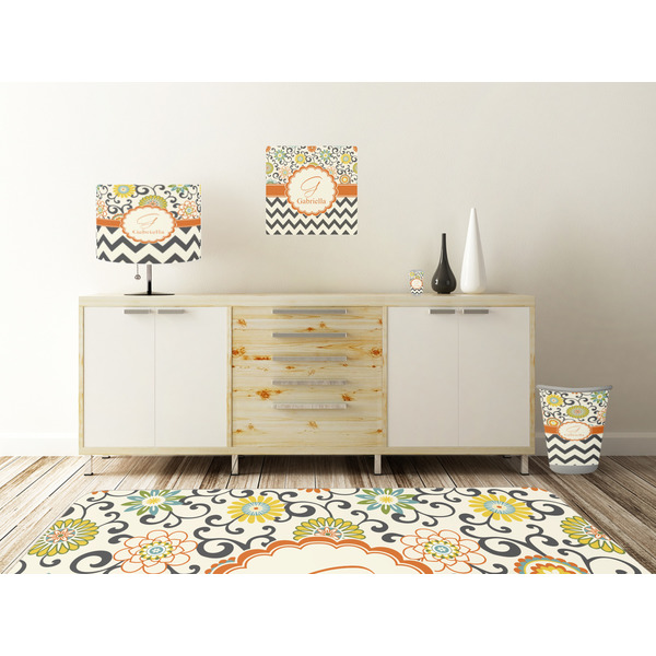 Swirls, Floral & Chevron Square Wall Decal Wooden Desk