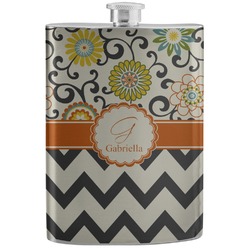 Swirls, Floral & Chevron Stainless Steel Flask (Personalized)