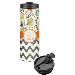 Swirls, Floral & Chevron Stainless Steel Skinny Tumbler (Personalized)
