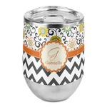 Swirls, Floral & Chevron Stemless Wine Tumbler - Full Print (Personalized)