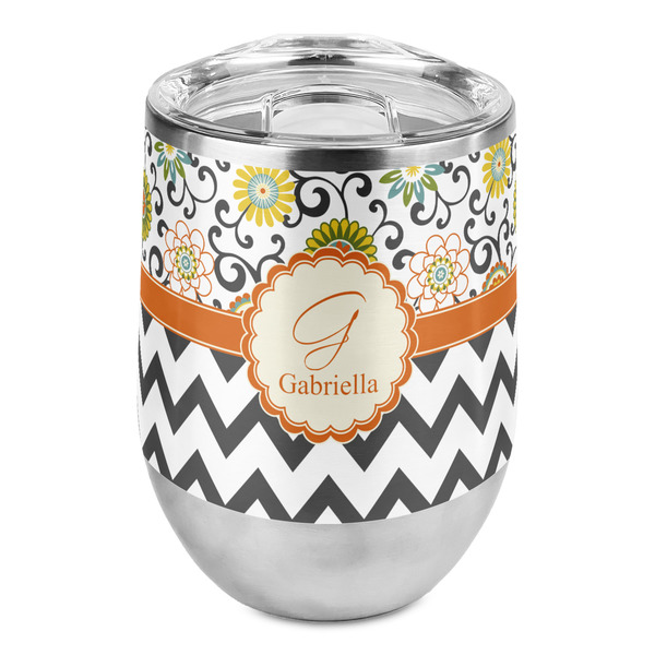 Custom Swirls, Floral & Chevron Stemless Wine Tumbler - Full Print (Personalized)