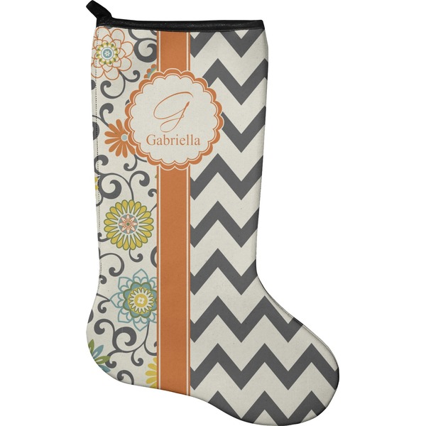 Custom Swirls, Floral & Chevron Holiday Stocking - Neoprene (Personalized)