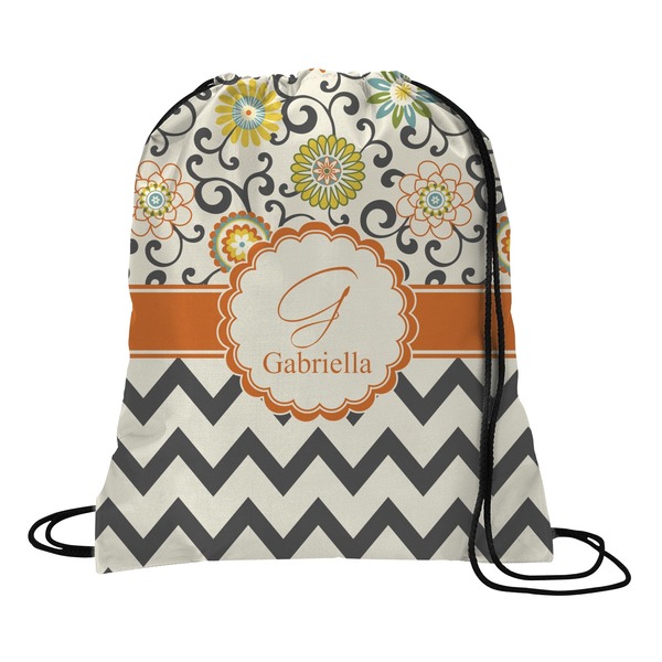 Custom Swirls, Floral & Chevron Drawstring Backpack (Personalized)