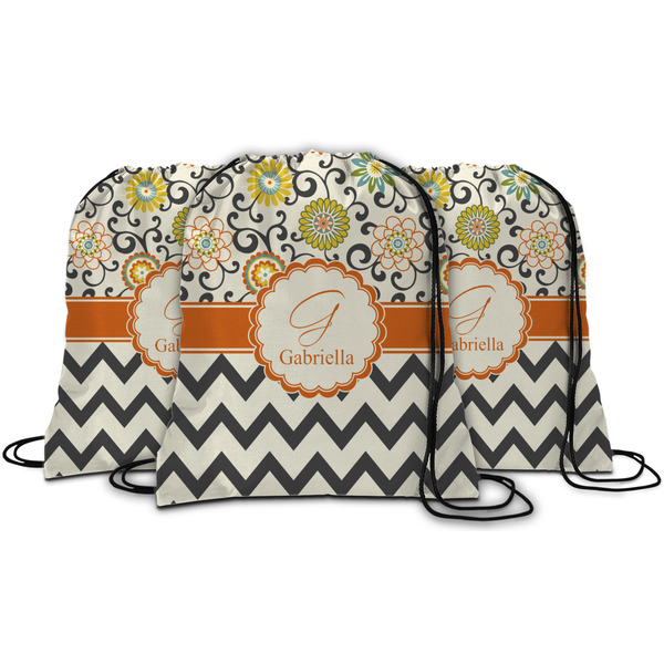 Swirls, Floral & Chevron String Backpack - MAIN