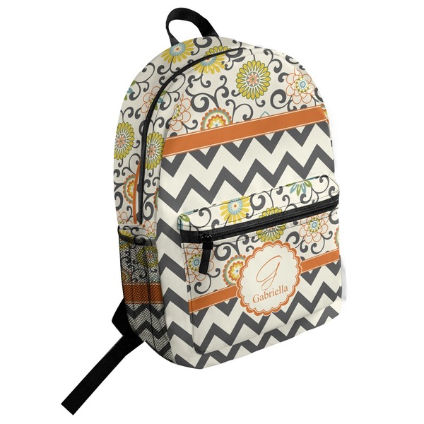 Custom Swirls, Floral & Chevron Student Backpack (Personalized)