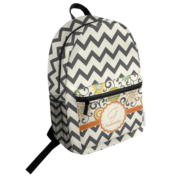 Custom Swirls, Floral & Chevron Student Backpack (Personalized)