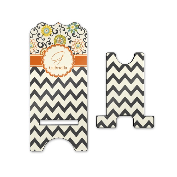 Swirls, Floral & Chevron Stylized Phone Stand - Front & Back - Small