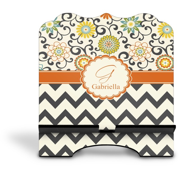 Swirls, Floral & Chevron Stylized Tablet Stand - Front without iPad