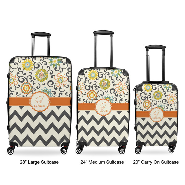 Swirls, Floral & Chevron Suitcase Set 1 - APPROVAL