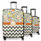 Swirls, Floral & Chevron 3 Piece Luggage Set - 20" Carry On, 24" Medium Checked, 28" Large Checked (Personalized)