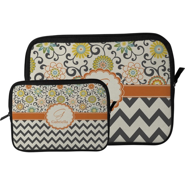 Swirls, Floral & Chevron Tablet Sleeve (Size Comparison)