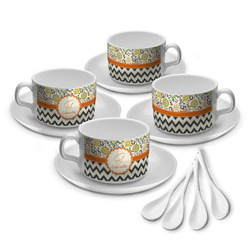 Swirls, Floral & Chevron Tea Cup - Set of 4 (Personalized)
