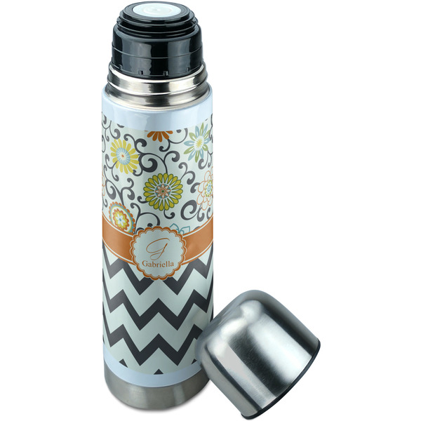 Swirls, Floral & Chevron Thermos - Lid Off